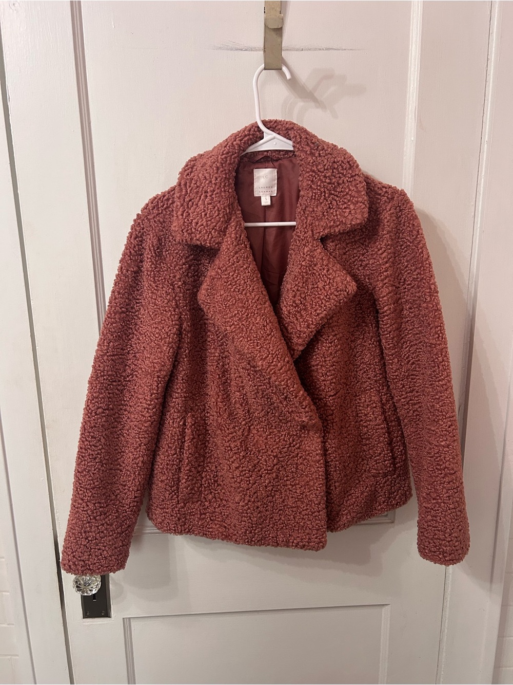 LC Lauren Conrad Plush Teddy Jacket in Rosewood